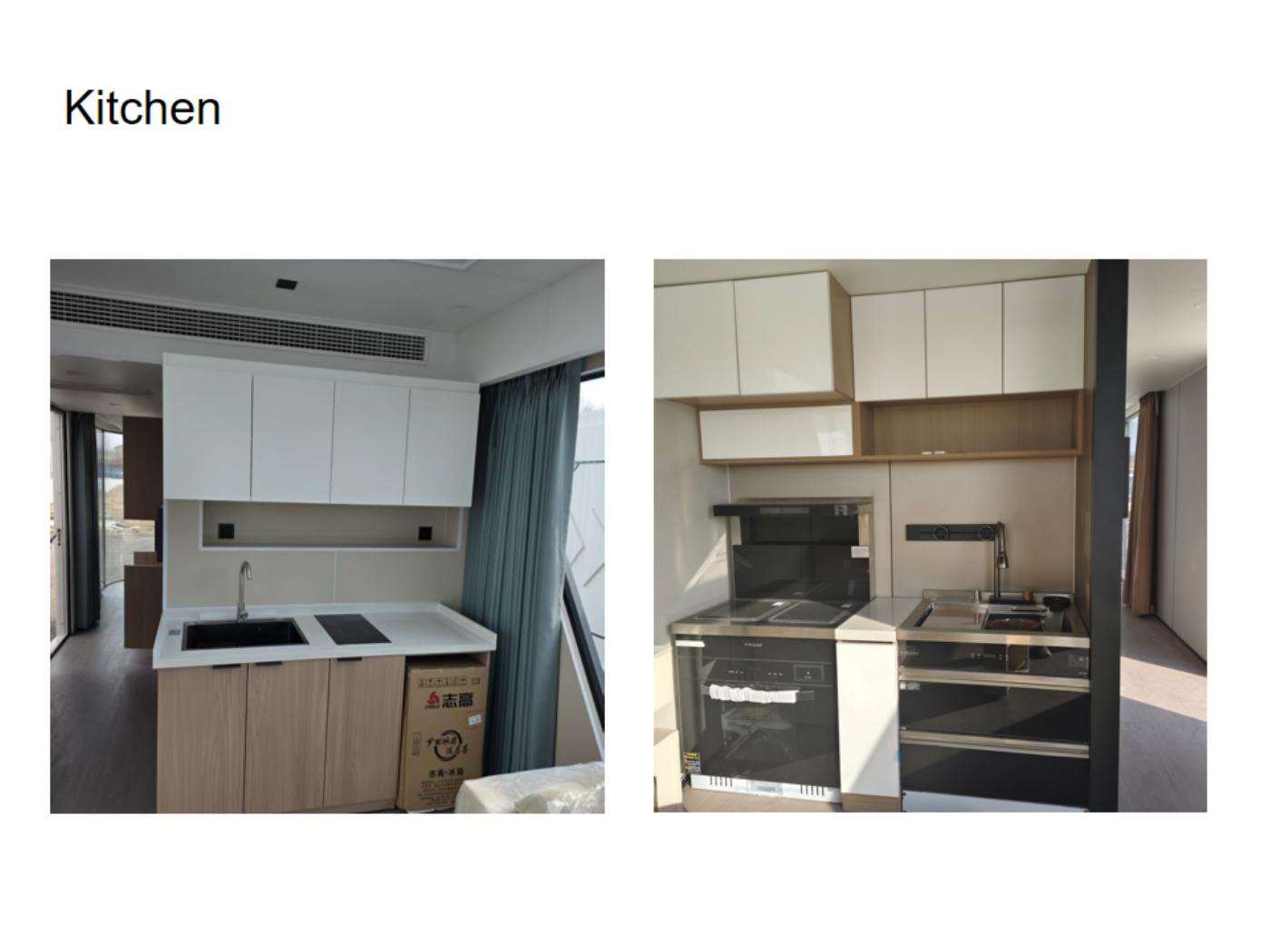 Ejemplos de muebles, bacha y espacio para artefactos